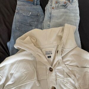 American Eagle Lot of 3, XS shirt, 0 regular jeans